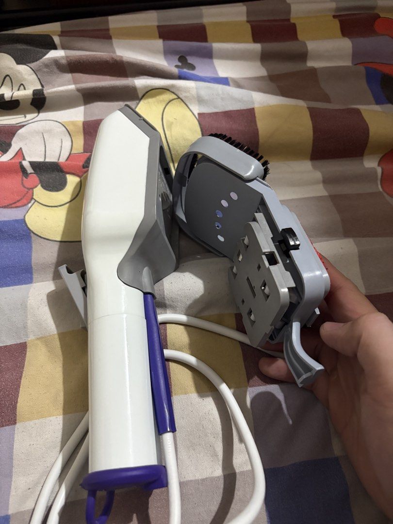 Edmark Garment Steamer with Brush Attachment (Category: Irons & Steamers) located in Manila. Submitted by chaigg (Listing ID 1457138840, Image 1). Description: - Edmark garment steamer - White and grey design - Comes with a brush attachment for stubborn fabrics - Power cord included - Ideal for quick clothing touch-ups.