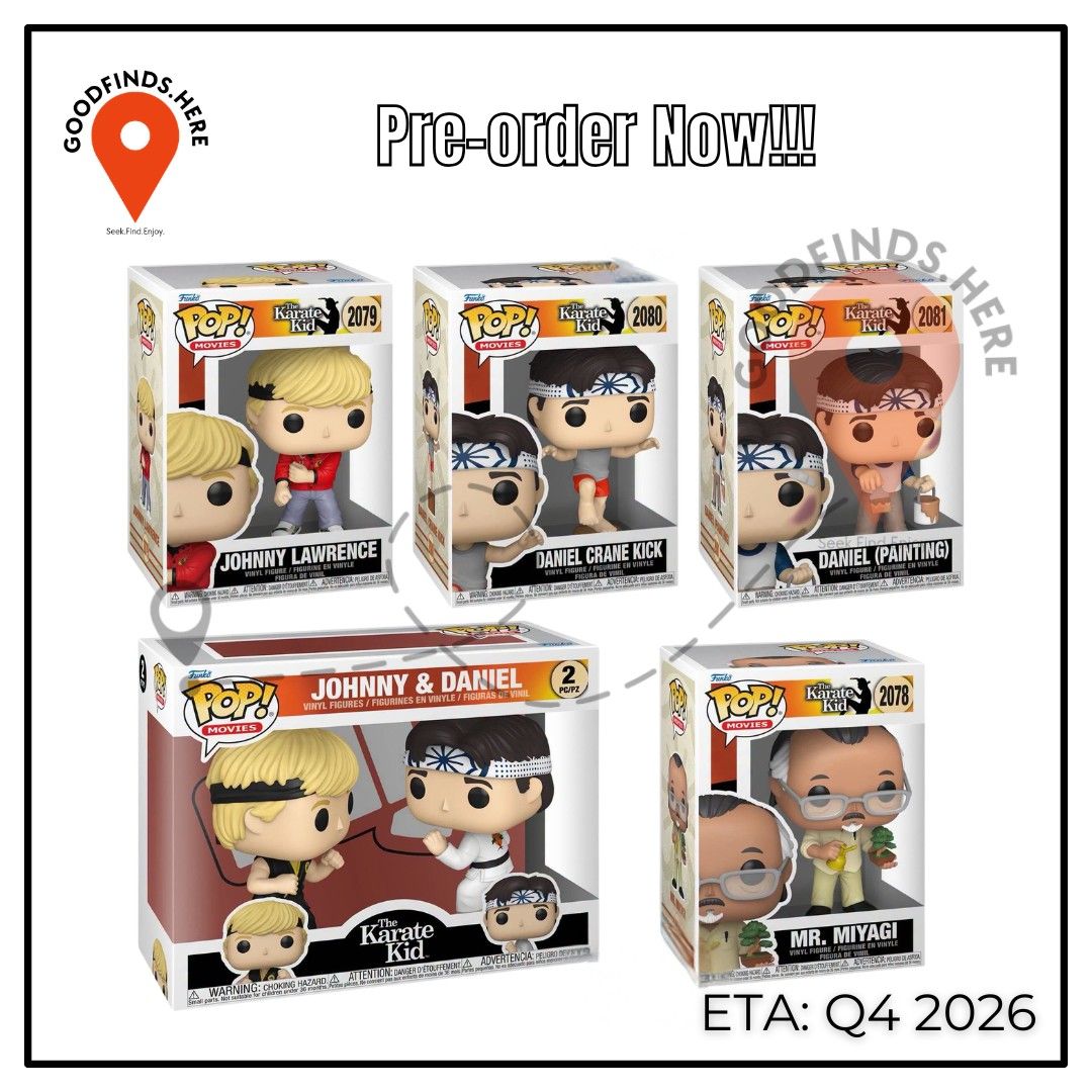Funko: The Karate Kid Preorder (Category: Figurines & Statues) located in Pasig City. Submitted by goodfinds.here (Listing ID 1457038607, Image 1). Description: ❗Funko: The Karate Kid Preorder❗ ▪️Daniel (Painting) ▪️Daniel Crane Kick ▪️Johnny Lawrence ▪️Mr. Miyagi ₱800 each / DP: 400 each ▪️Johnny & Daniel 2-Pack ₱1,600 / DP: 800 ETA: Q4 2026 (subject for DELAY or to change without prior notice) ❗For Pre-order ONLY, No extra available❗ DOWNPAYMEN
