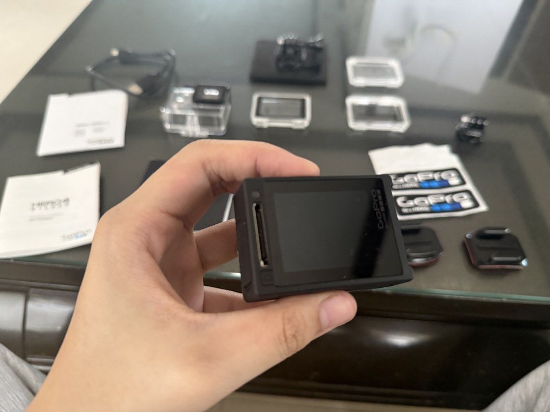 GoPro HERO4 Silver Action Camera with Accessories (Category: Cameras) located in Caloocan City. Submitted by fiona_den1se (Listing ID 1457011957, Image 3). Description: - GoPro HERO4 Silver camera - Waterproof housing - Various mounts included - Charging cable - Original manuals - Ideal for capturing adventures - All items shown in photos are included - No sd card - Ready for your next trip! Honest issue - May chip yung front camera pero it doesn