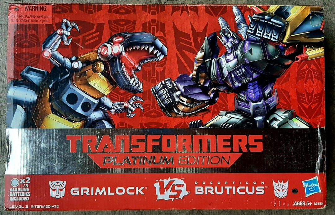 Hasbro Transformers Platinum Edition Grimlock vs. Decepticon Bruticus (Category: Action & Battle Toys) located in Liloan. Submitted by angelyneroberts_171329 (Listing ID 1457089042, Image 1). Description: FOR SALE Hasbro Transformers Platinum Edition Grimlock vs. Decepticon Bruticus DESCRIPTION : - Part of Hasbro's collector-focused Platinum Edition line, initially distributed as a shared exclusive around 2013–2015. - The packaging and deco pay h