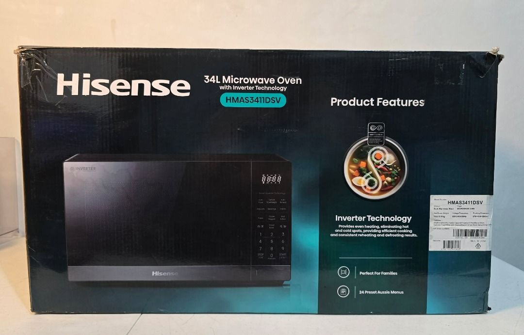 Hisense 32L Inverter Microwave (Category: Ovens & Toasters) located in Rizal. Submitted by joan5505 (Listing ID 1456961767, Image 1). Description: Hisense 32L Inverter Microwave Australian mall pull out Used as display unit new open box only Manual Box 220V 6.5k.
