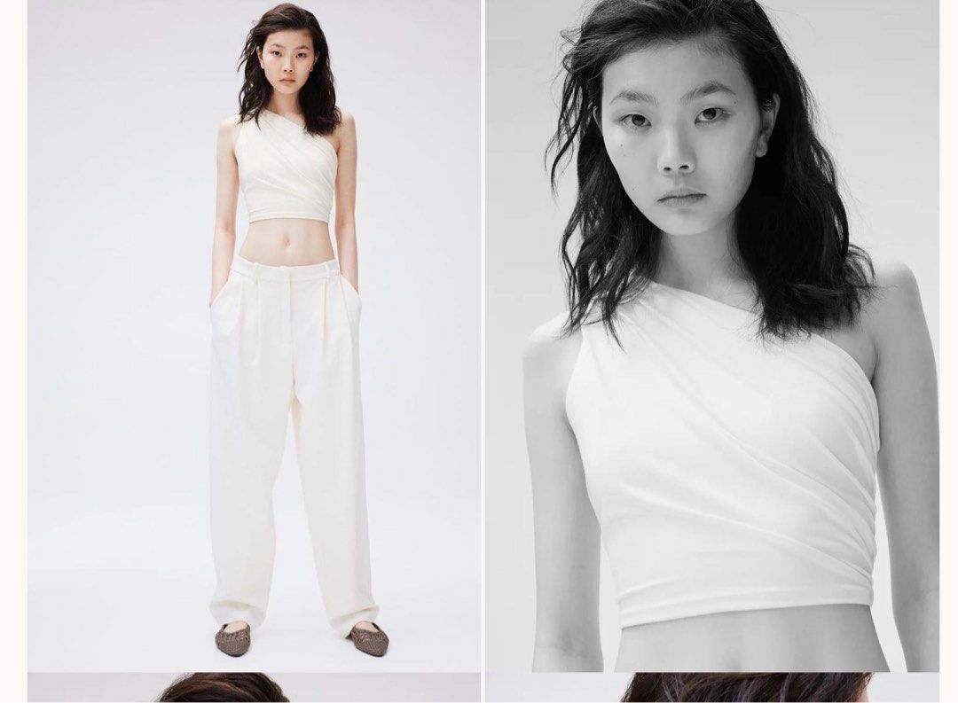 H&M White One-Shoulder Ruched Crop Top Size S (Category: Sleeveless) located in Calamba. Submitted by 4199rb (Listing ID 1456989084, Image 1). Description: - Brand: H&M - Style: White one-shoulder crop top - Feature: Ruched detail on the side - Versatile: Great for dressing up or down - Size: S - Condition: Please check photos for exact details.
