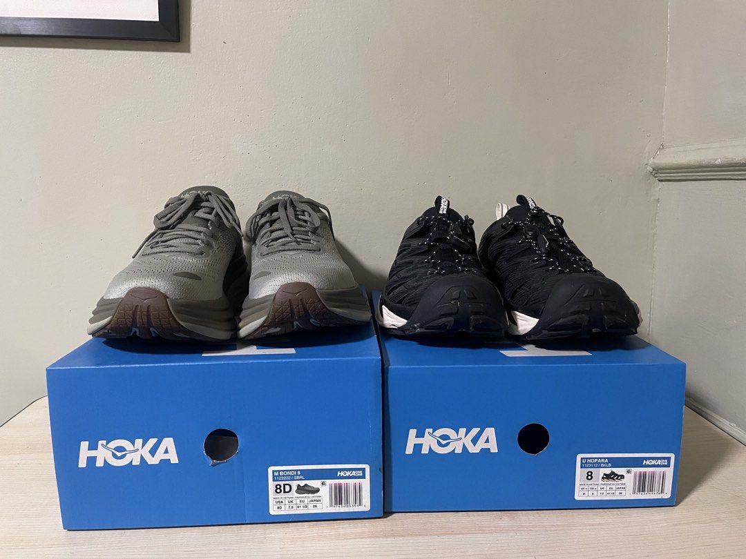 Hoka Bondi 8 & Hopara (Category: Sneakers) located in Makati City. Submitted by shortrico (Listing ID 1457086796, Image 3). Description: Hoka Bondi 8 Size: 8D (Mens) | Used Twice ₱4000 Hoka Hopara Size: 8 (Unisex) | Used thrice ₱3500 Both negotiable Meet up around taft pedro gil | Lalamove/Grab Express.