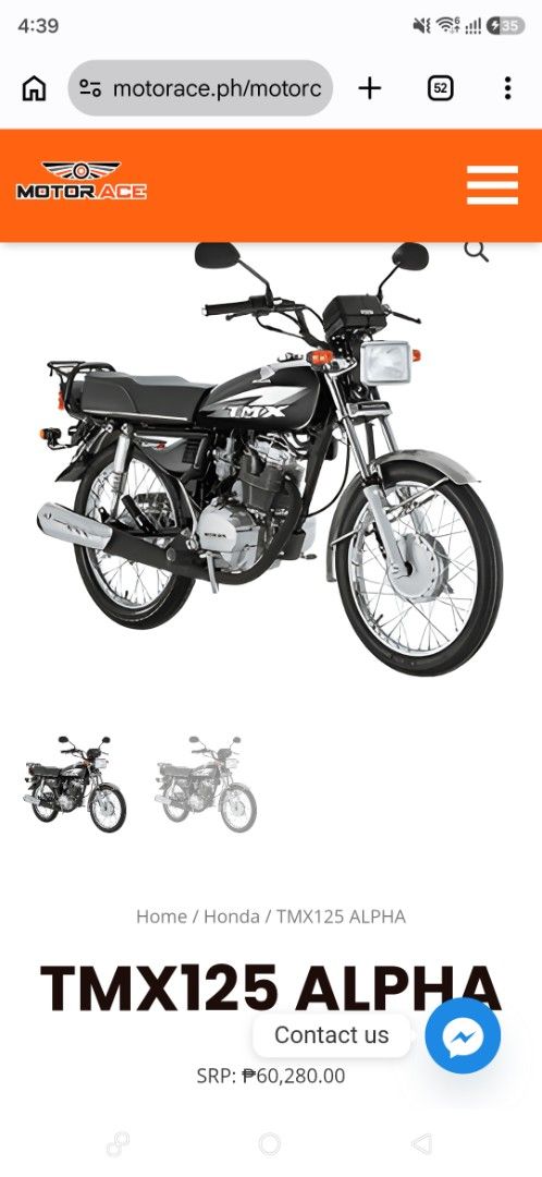 Honda TMX 125 Alpha (Category: Motorbikes for Sale) located in Makati City. Submitted by thisisanne (Listing ID 1456965308, Image 1). Description: Honda TMX 125 Alpha SRP 60280, selling for Php49000 Matte Armored Silver Metalic Model Code: CCG125SII Mileage 67km Bought May 2026 Good as new, seldom used, no issue RFS upgrade Test / pickup in Malate PM for inquiries.