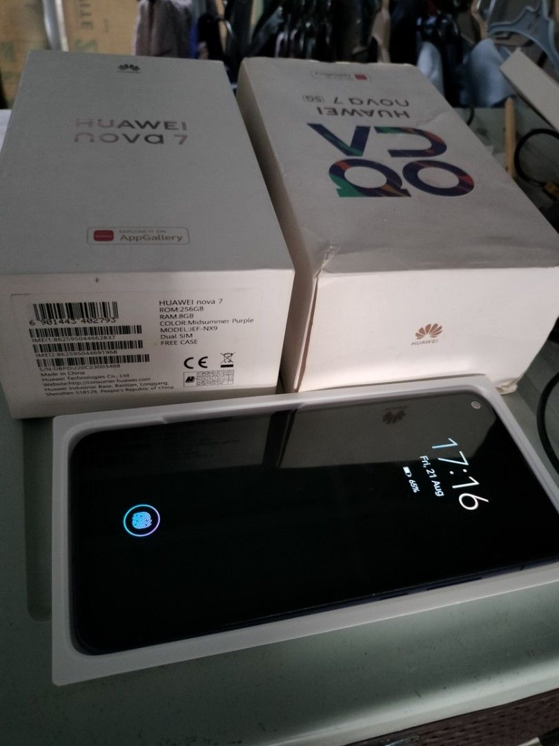 Huawie NOVA 7 5G 256gb (Category: Huawei) located in Cavite. Submitted by newstorm.8c296b (Listing ID 1457066889, Image 1). Description: - Huawei Nova 7 5G - 256GB Internal Storage - Stunning Purple Color - Includes Original Box - 5G Capable Cavite area, meet up or pick up. Negotiable price. DM your offer. .