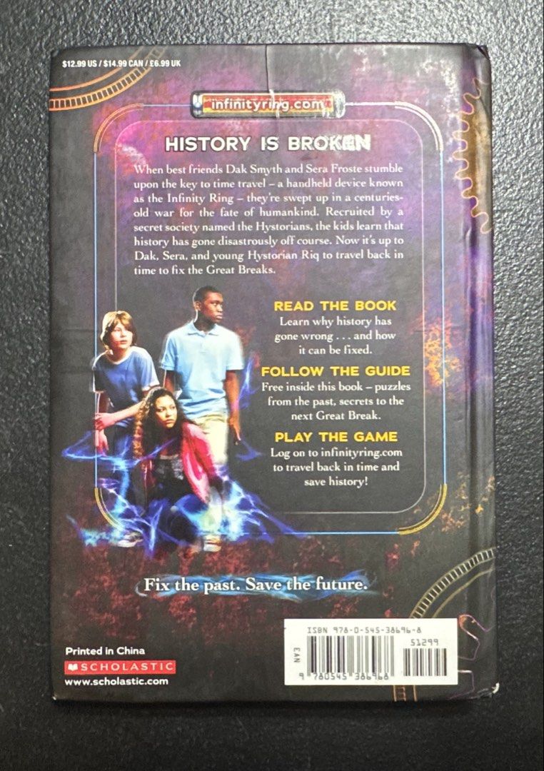 Infinity Ring Book One: A Mutiny in Time - James Dashner (Category: Storybooks) located in San Pedro. Submitted by pageturner19 (Listing ID 1457043592, Image 2). Description: - Infinity Ring Book One: A Mutiny in Time - Join Dak, Sera, and Riq on a time-traveling adventure to fix history. - First book in the exciting series. - Perfect for young readers looking for fun and adventure. - Features engaging puzzles and a helpful guide. - Published by 