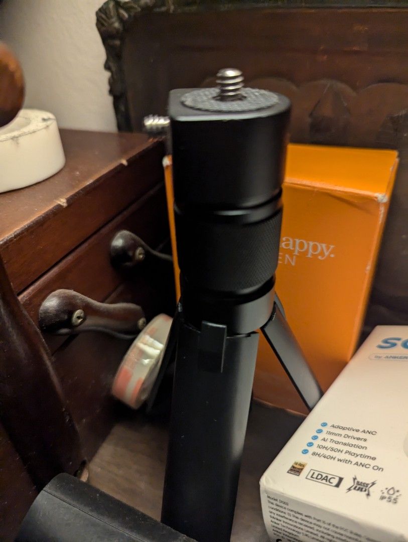 Insta 360 bullet time and tripod (Category: Tripods & Monopods) located in Pasig City. Submitted by imperiumhk (Listing ID 1457069011, Image 2). Description: insta 360 bullet time tripod - Compact black mini tripod - Adjustable head for various angles - Foldable legs for enhanced stability - Ideal for small cameras or smartphones - Lightweight and portable, perfect for travel or everyday use.