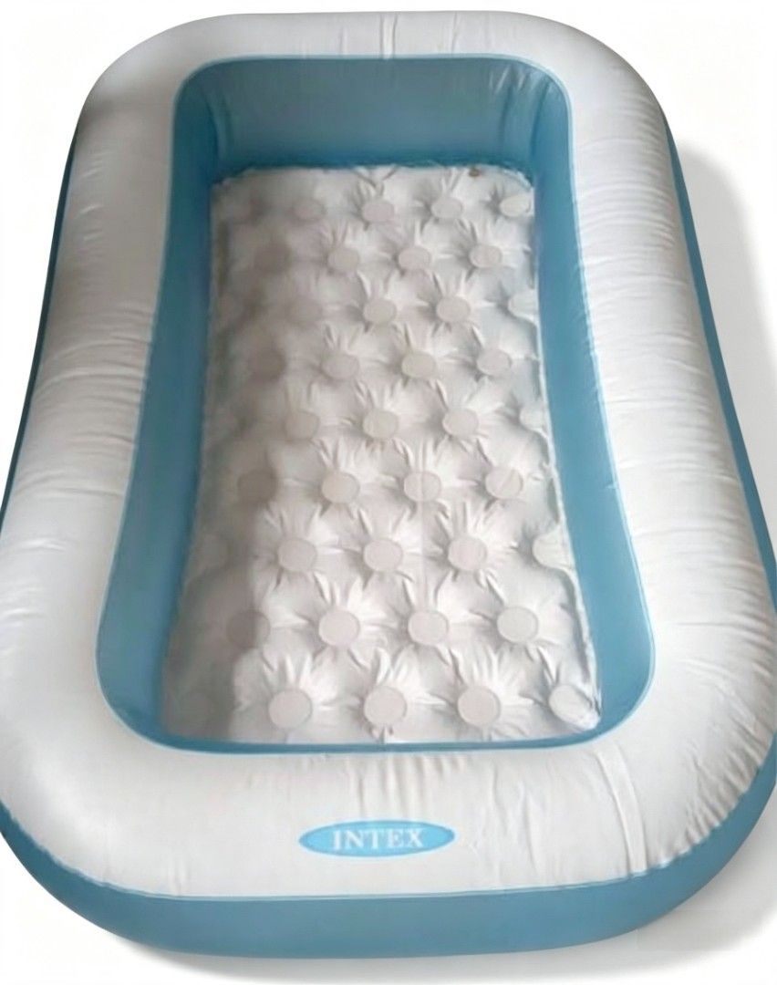 Intex Baby Pool (Category: Bathtub & Bath Accessories) located in Bulacan. Submitted by gjeen (Listing ID 1457080470, Image 1). Description: Free Pump Needs Cleaning Dimensions: 72in L x 36in W x 10in H Inside Dimensions: 60in L x 24in W.