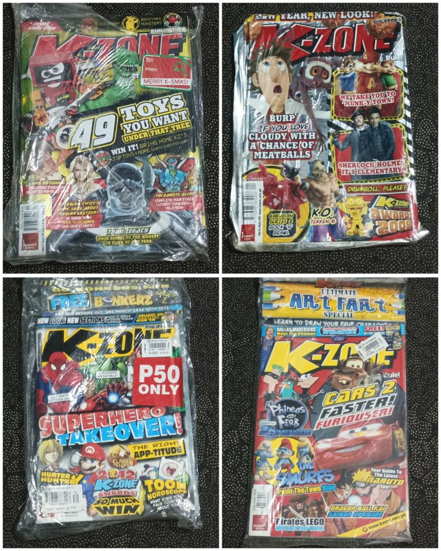 K-Zone Magazine Collection - Various Issues (Category: Magazines) located in Manila. Submitted by teddysdollistufss (Listing ID 1457056767, Image 1). Description: K-ZONE PHILIPPINES MAGAZINES (RARE AND HARD TO FIND) - Good as new, like new - K-Zone magazines - Features toys and popular movies - Includes issues on: Tron Legacy, Cloudy with a Chance of Meatballs, Sherlock Holmes, Cars 2, The Smurfs - Special Art Fest issue included - Ideal for coll