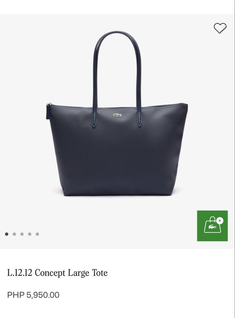 Lacoste Concept Large Tote Bag in Navy Blue (Category: Shoulder Bags) located in Manila. Submitted by everythingbrandedpreloved_ (Listing ID 1457099529, Image 1). Description: • Like new — used only a couple of times • Authentic & original, bought from Lacoste Greenbelt store • Classic Lacoste logo prominently featured on the front • Interior zipper pocket for keeping small essentials secure • Durable, easy-to-maintain leather material • Long str