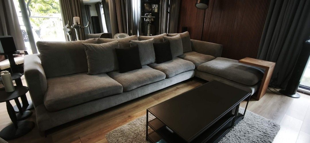 Large Grey Sectional Sofa with Chaise (Category: Sofas) located in Marikina City. Submitted by rodina.ambata07 (Listing ID 1456983705, Image 1). Description: - Spacious L-shaped sofa - Neutral grey fabric - Deep seats and plush cushions for maximum comfort - Chaise for extra seating or stretching out - Ideal for modern living rooms - Easy to clean fabric - Plenty of space for the whole family - Goose feather fillings - super comfy - 365cm by 215c