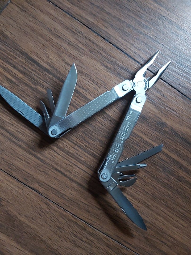 Leatherman Super Tool Multi-tool Pliers Knife Saw (Category: Home Improvement Tools & Accessories) located in Mandaluyong City. Submitted by j.alonso (Listing ID 1457015706, Image 3). Description: - Classic Leatherman Super Tool - Durable stainless steel construction - Made in USA (Portland, OR) - Features pliers, knife, saw, and multiple other tools - Ideal for everyday carry (EDC) - Great for outdoor adventures and various tasks - No case.