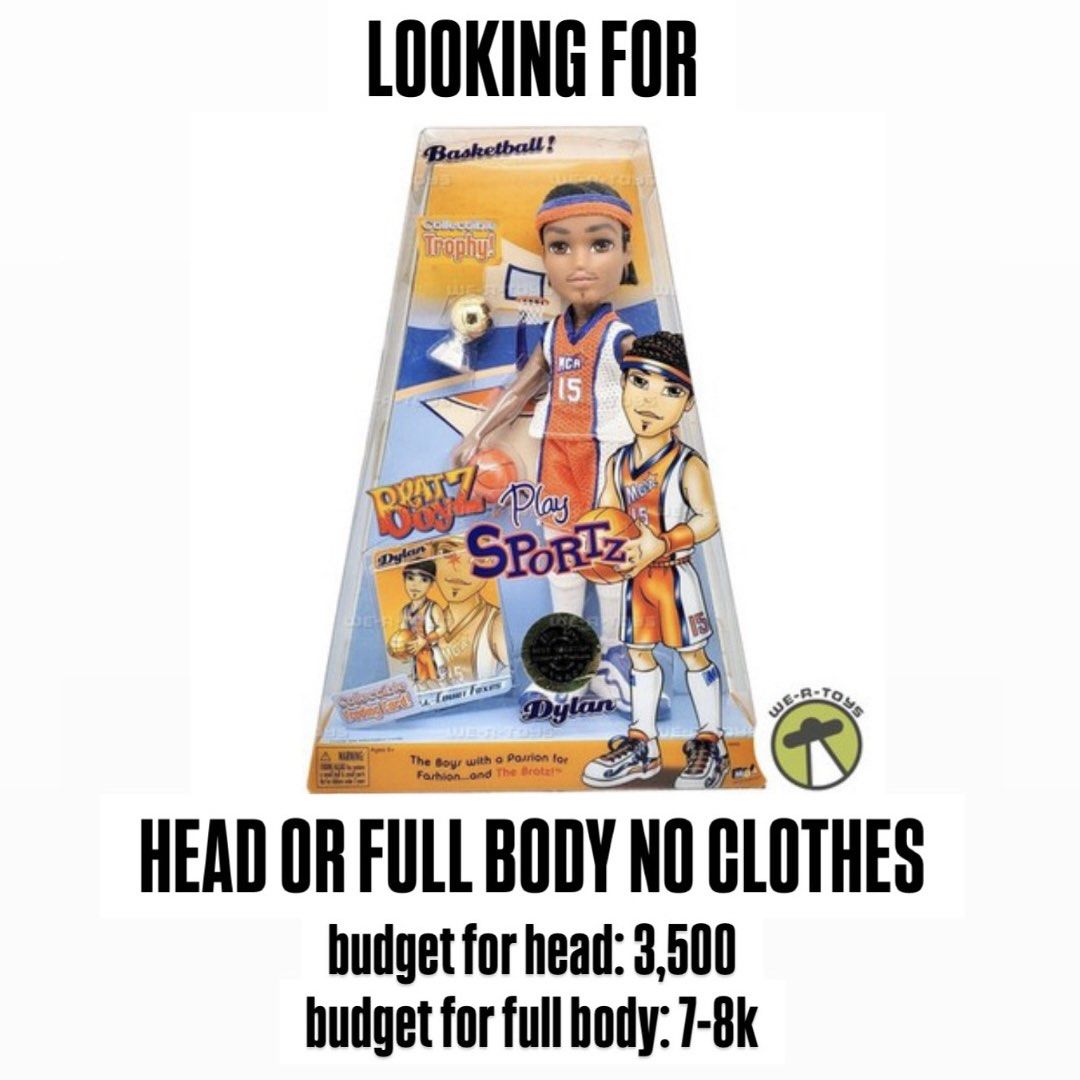 LF/ISO BRATZ BOYZ SPORTZ DYLAN (Category: Kids Toys) located in Manila. Submitted by ncaldrstrem (Listing ID 1456986710, Image 1). Description: Pls dm me!.