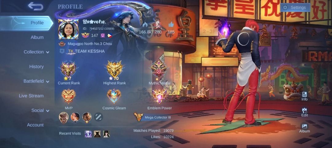 MLBB WORLD COLLECTOR GOOD FOR MAIN (Category: Game Gift Cards & Accounts) located in Malabon City. Submitted by oliver_james501 (Listing ID 1456978287, Image 2). Description: - Mobile Legends account with Mega Collector III status - Extensive skin collection: 531 out of 1127 skins - Features rare collector skins - Includes popular collaboration skins (Naruto, Star Wars) - High rank and extensive match history - Ideal for dedicated MLBB players (m
