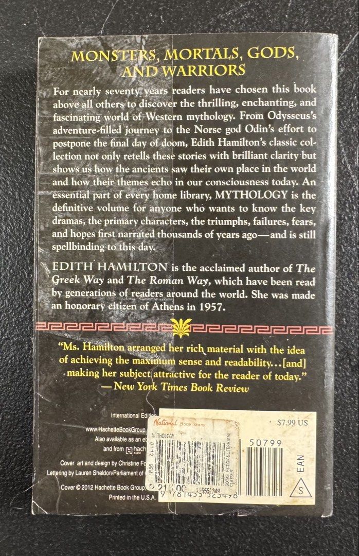 Mythology - Edith Hamilton (Category: Storybooks) located in San Pedro. Submitted by pageturner19 (Listing ID 1457032730, Image 2). Description: With foxing and tanned pages.