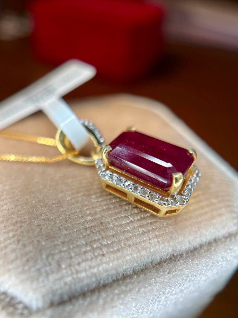 Natural Mozambique Ruby & Diamond Pendant (Category: Body Jewelry) located in Baguio. Submitted by asna_taku (Listing ID 1457030281, Image 2). Description: ❤️ Natural Mozambique Ruby & Diamond Pendant A rich red Natural Mozambique Ruby paired with delicate diamond accents — elegant, timeless, and easy to dress up. ✨ ❤️ Natural Ruby — 7.45 cts 📍 Mozambique origin 💎 Natural round-cut Diamonds — approx. 0.23 ct total ✨ Octagon faceted cut 🌟 S925 