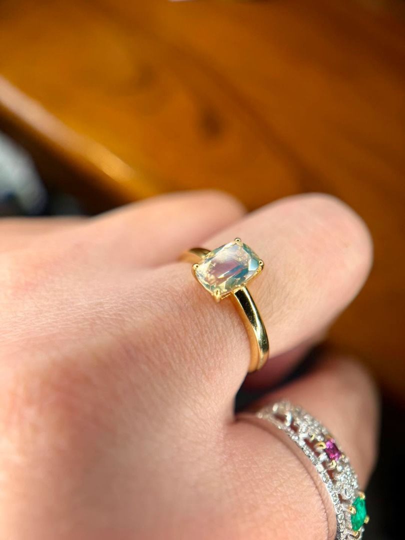 Natural Opal Ring (Category: Rings) located in Baguio. Submitted by asna_taku (Listing ID 1457033587, Image 2). Description: ✨ NATURAL OPAL, BUT MAKE IT GOLDEN ✨ Faceted Natural Opal with beautiful play-of-color flashes, set in new silver plated in gold. Elegant, feminine, and effortlessly luxe. 💛 💎 Natural Opal ✨ Faceted cut 💛 Silver plated in gold 📏 Sizes 5❌, 6❌, 8❌, 9 & 10 💰 ₱2,980 At ₱2,980, this is an easy “add to cart” kind of beauty. 