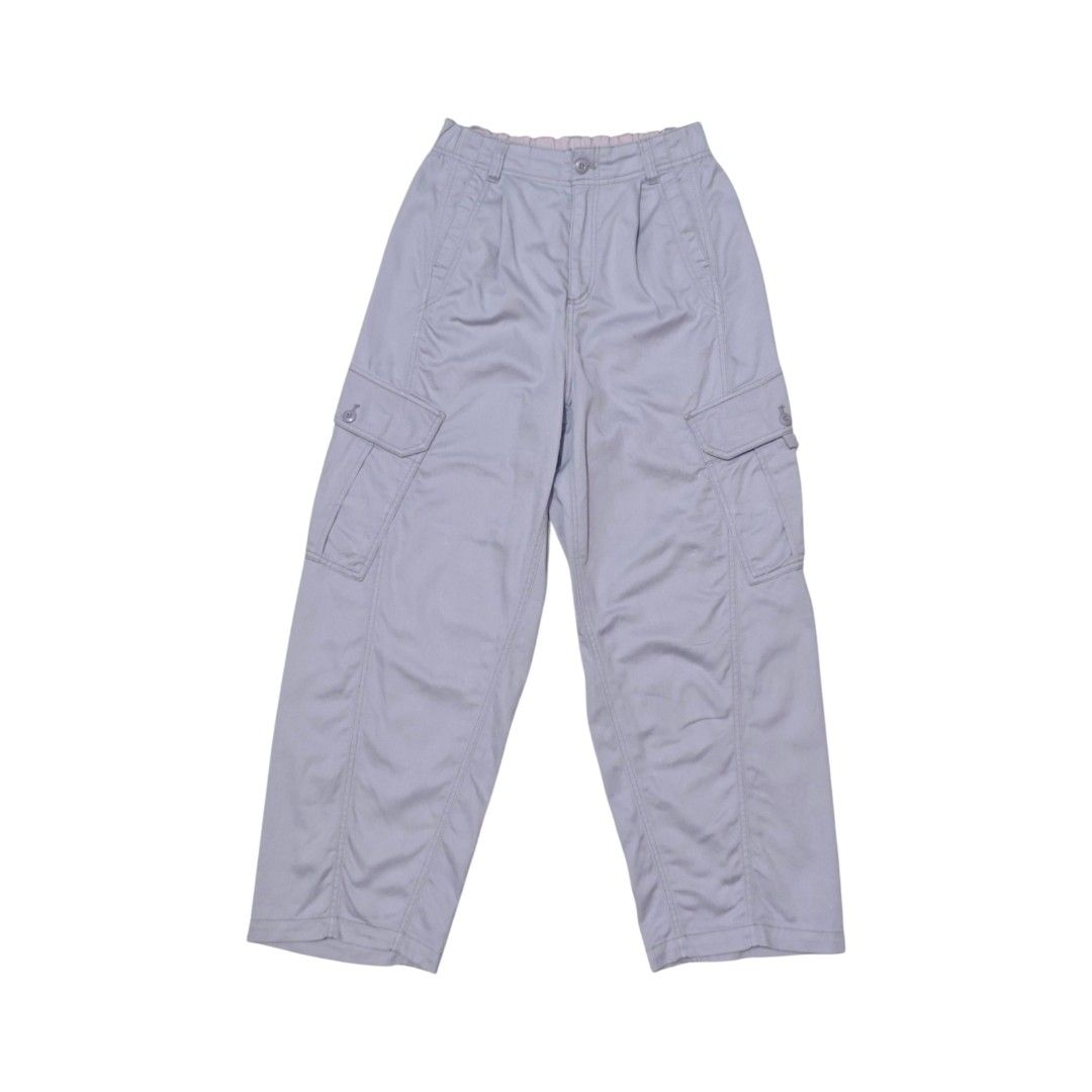 NIKO AND... Barrel Cargo Pants (Category: Trousers) located in Quezon City. Submitted by oldturnedtogold (Listing ID 1456987463, Image 2). Description: NIKO AND... Barrel Cargo Pants Unisex Size Large (for Womens) Size Small-Medium (for Mens) Lavender Waist = 14.5" - 15.5" flat / 29" - 31" waist circumference Inseam = 27" Length = 40.5" Leg opening = 9.5" Details: - 100% cotton - Wide leg / relaxed fit - Elasticized waistband with drawstring - Si