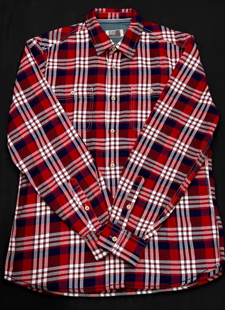 North Coast Red Plaid Flannel Shirt Medium (Category: Tshirts & Polo Shirts ) located in Manila. Submitted by collection2024 (Listing ID 1457009503, Image 1). Description: - Classic red, white, and blue plaid flannel shirt - Brand: North Coast - Style: Button-up with two chest pockets - Material: Soft, great for layering - Tagged Size: Medium (Please check measurements for best fit) - Bust : 22 inches -Length: 31 inches - With 2 extra buttons and