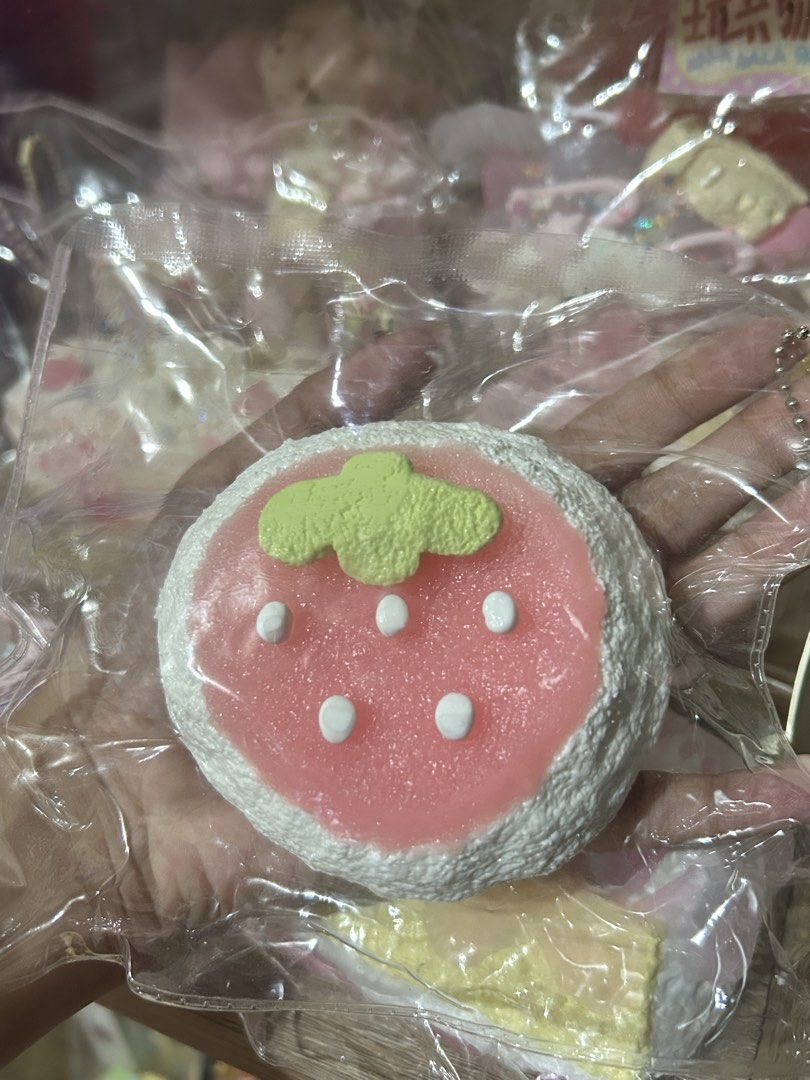 Palm Studio Strawberry Premium Taba Squishy (Category: Designer & Blind Box Toys) located in Valenzuela. Submitted by cielittlestuff (Listing ID 1456994141, Image 3). Description: creamy and soft slow rising recently bought with tag, can give extra bag rfs: decluttering.