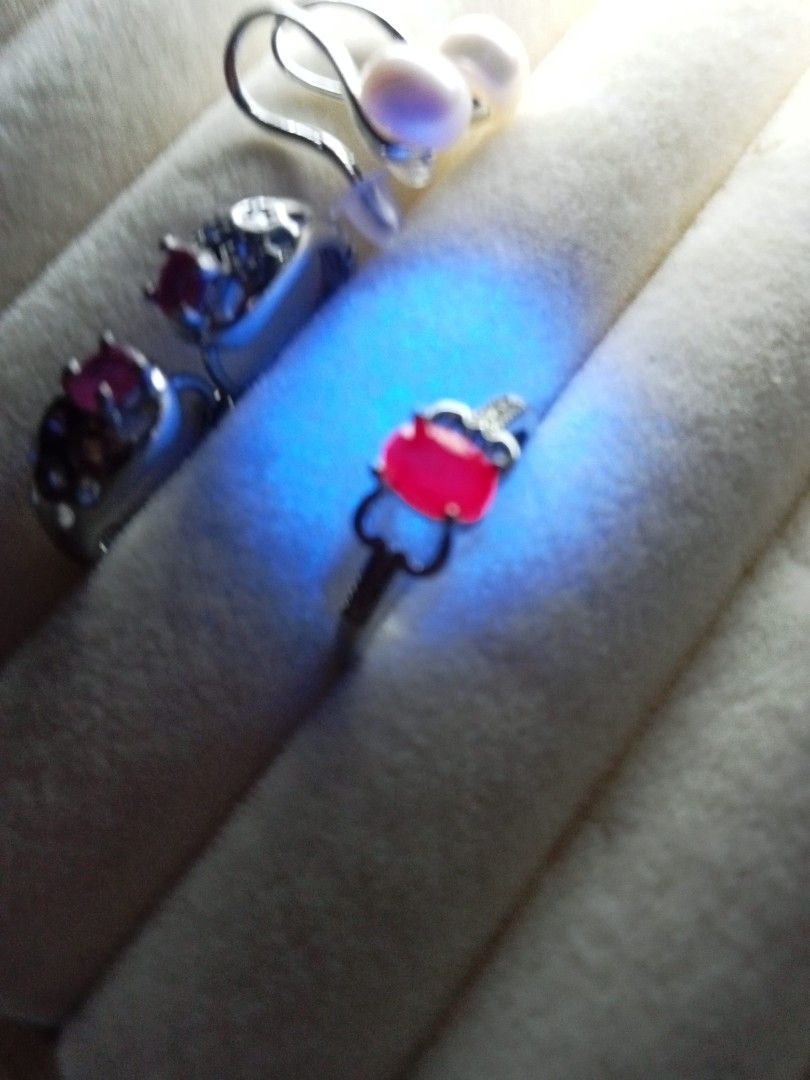 Pearl Earrings & Ruby Ring only (Category: Earrings) located in Davao. Submitted by kimpoycaye62726 (Listing ID 1457136652, Image 2). Description: - Elegant 2-piece jewelry set - Includes pearl drop earrings - Matching ruby ring with clear stone accents - All pieces are silver-toned metal - Perfect for adding a pop of color and sophistication to any outfit - Feel free to ask any questions!.