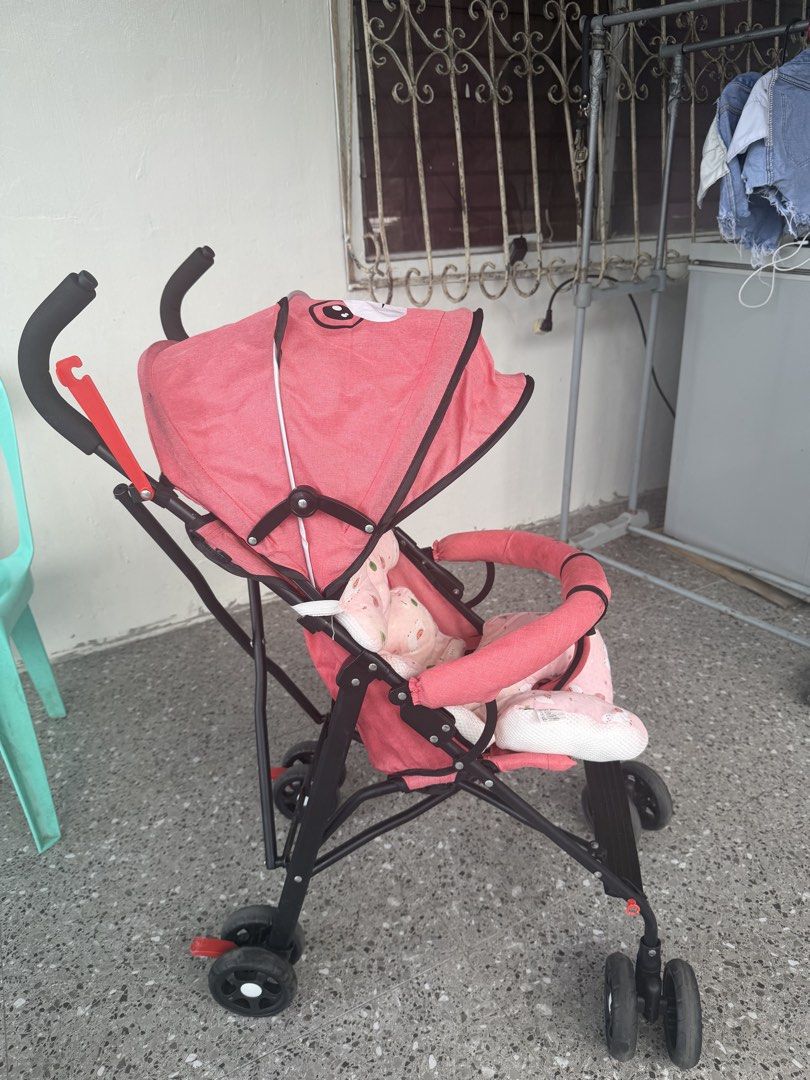 Pink Bear Baby Stroller (Category: Strollers) located in Bulacan. Submitted by carmela00 (Listing ID 1457075791, Image 3). Description: - Adorable pink stroller with a cute bear design on the canopy. - Free soft pad foam insert for your baby's comfort. - Lightweight and designed for easy folding, making it convenient for travel. - Ideal for daily walks and family outings. - Ready for its next adventure with a new family.