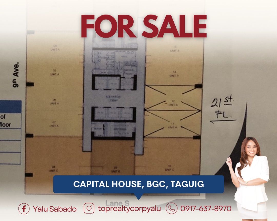 Prime Office Space at Capital House, BGC (Category: Commercial) located in Taguig. Submitted by yalusabado-09176378970 (Listing ID 1454206069, Image 1). Description: Code: DS88-007071 Category: For Sale Project: Capital House Office Space BGC Location: BGC, Taguig City Unit: Office Space Floor Area: 62.46 sqm Parking: 1 Slot Selling Price: ₱20,000,000.00 (Gross Price) Property Details: • Bare office space ready for fit-out • 62.46 sqm office unit