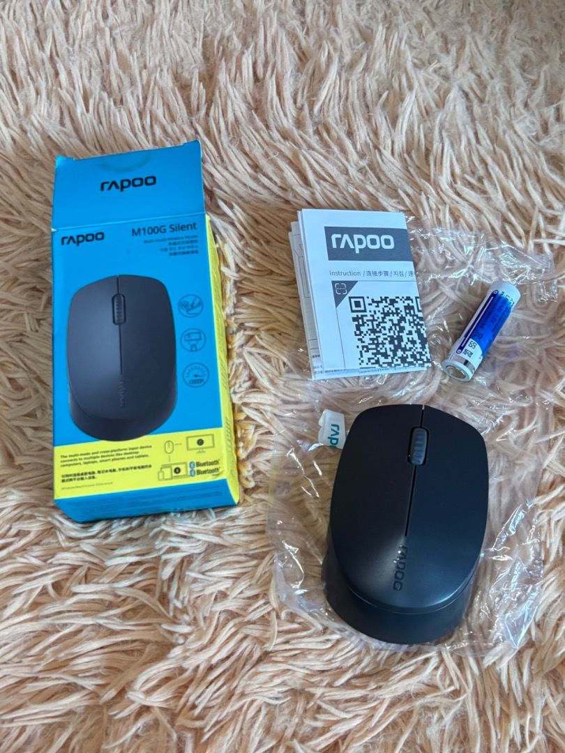Rapoo M100G Bluetooth Wireless Silent Mouse (Category: Mouse & Mousepads) located in Balanga. Submitted by chaiee.btn (Listing ID 1457038417, Image 2). Description: *used twice only, just to try if mouse is working after purchase RFS: decluttering Please check photos for actual condition. “As is basis”: Buyer accepts all declared, visible and/or unnoticed faults, damage, and/or missing parts, if any, the moment he/she pays. ‣ decluttering sale, a