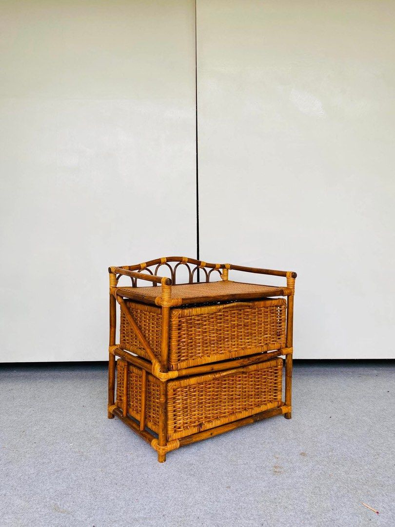 RATTAN BEDSIDE TABLE DRAWER (Category: Shelves, Cabinets & Racks) located in Manila. Submitted by jerichocal17856 (Listing ID 1456962088, Image 2). Description: “JAPAN SURPLUS” RATTAN BEDSIDE TABLE DRAWER SIZE: 22L” x 16W” x 21H” inches (AS-IS ITEM) IN GOOD CONDITION.