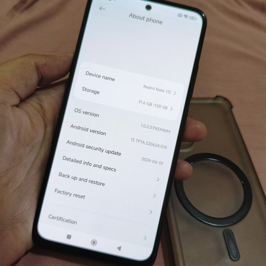 REDMI NOTE 11S 4G 8GB RAM/128GB ROM (Category: Xiaomi) located in Manila. Submitted by swiftmountain_821926 (Listing ID 1457039237, Image 2). Description: FOR SALE ONLY ‼️ ORIGINAL ALL PARTS NEVER BEEN REPAIRED 💯 NO ISSUE!!! 𝗥𝗘𝗠𝗗𝗜 𝗡𝗢𝗧𝗘 𝟭𝟭s 𝟭𝟮𝟴𝗚𝗕|📲 SPECS: ✨128GB STORAGE ✨8GB+4GB RAM ✨ANDROID 13 ✨CPU. octa core Max 2.05GHz ✨5000MAH BATTERY CAPACITY ✨FINGERPRINT WORKING ✨108MP BACK CAM ✨16MP FRONT CAM ✨TYPE C | UNIT ONLY 🔸NAPAKA T