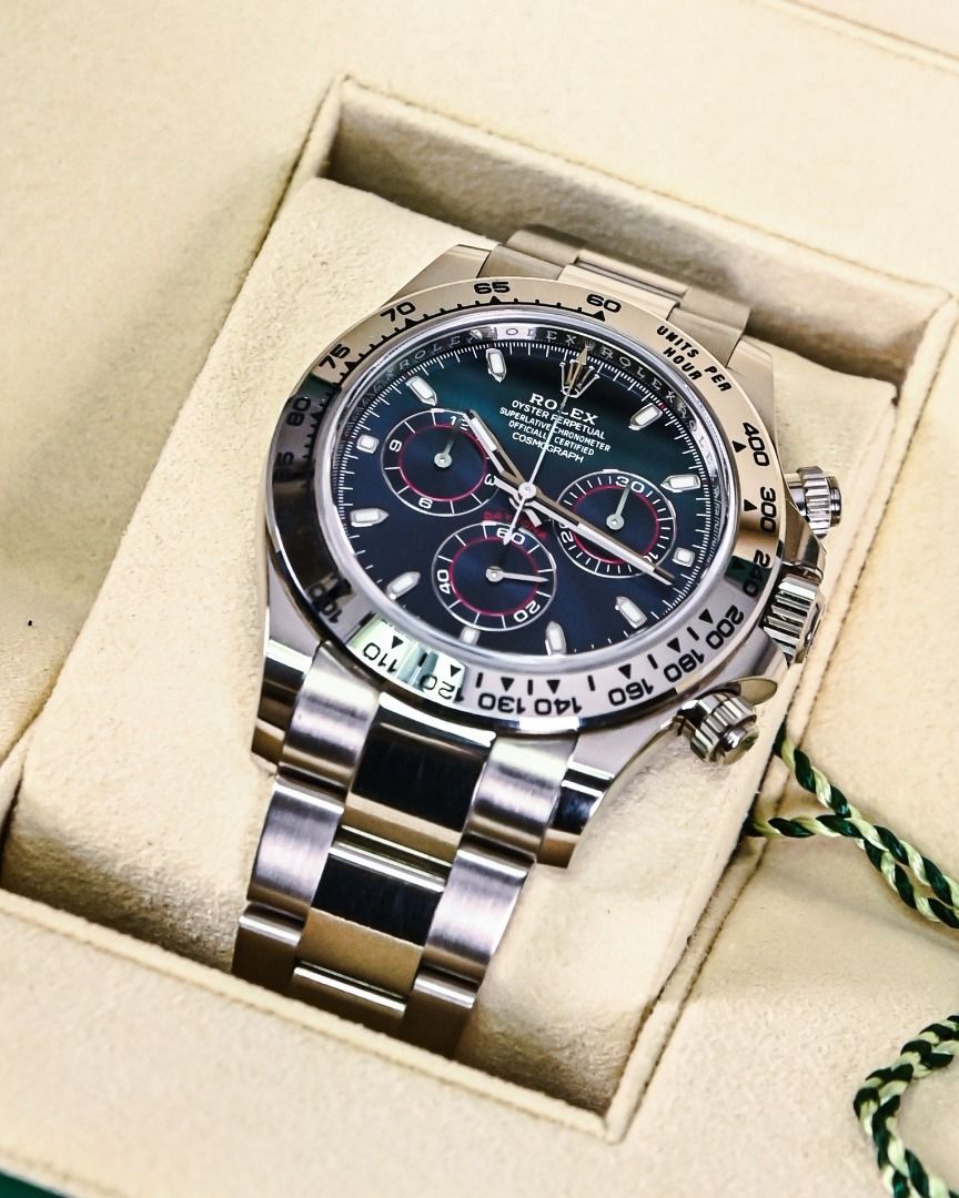 Rolex Daytona "John Mayer" 116509 (Category: Luxury Watches) located in Quezon City. Submitted by overtimewatches (Listing ID 1457090858, Image 2). Description: Rolex Cosmograph Daytona (Blue Dial) Purchase Year: 2019 (Local AD) Condition: Good / Very Good - (8.5/10 to 9/10, exhibiting light, normal surface hairlines from handling/wear) Case Diameter (Left to Right): 40 mm Case Height (Top to Bottom): ~46.5 mm (Lug-to-lug) Case Thickness: ~12.2 m