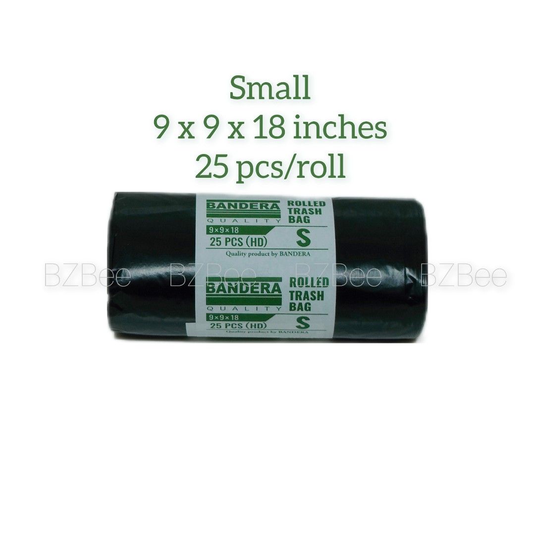 Rolled Trash Bags Garbage Bags (Category: Waste Bins & Bags) located in Mandaluyong City. Submitted by bzbee.packaging (Listing ID 1457085037, Image 2). Description: Rolled Trash Bags / Garbage Bags ▪️Made of high-quality materials ▪️Durable and tear-resistant ▪️Leak-proof ▪️Sold per roll 🔶PRICE LIST ▪️Small = P31 9 x 9 x 18 inches 25pcs per roll ▪️Medium = P51 11 x 11 x 24 inches 25pcs per roll ▪️Large = P37 13 x 13 x 32 inches 10pcs per roll ▪