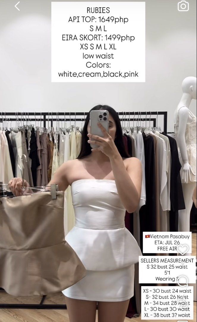 RUBIES API Top - Cream (Category: Sleeveless) located in Santa Rosa. Submitted by kv_declutter (Listing ID 1457001192, Image 2). Description: - RUBIES API tube top - bought through vietnam pasabuy for ₱1649.