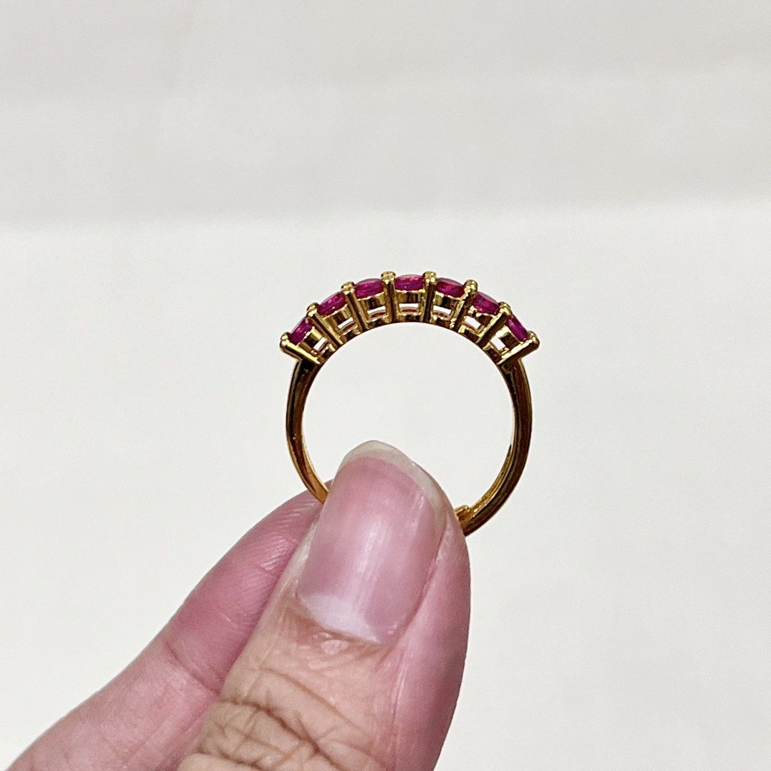 Ruby Stones Tennis Eternity Style in Adjustable Golden Tone Setting (Category: Rings) located in Antipolo. Submitted by aristokai (Listing ID 1457126389, Image 3). Description: ❤️ Lab grown pink rubies, luxury design at an affordable price.