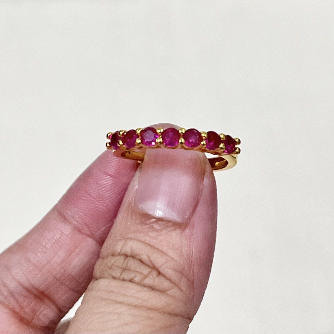 Ruby Stones Tennis Eternity Style in Adjustable Golden Tone Setting (Category: Rings) located in Antipolo. Submitted by aristokai (Listing ID 1457126389, Image 2). Description: ❤️ Lab grown pink rubies, luxury design at an affordable price.
