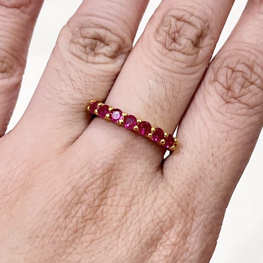 Ruby Stones Tennis Eternity Style in Adjustable Golden Tone Setting (Category: Rings) located in Antipolo. Submitted by aristokai (Listing ID 1457126389, Image 1). Description: ❤️ Lab grown pink rubies, luxury design at an affordable price.
