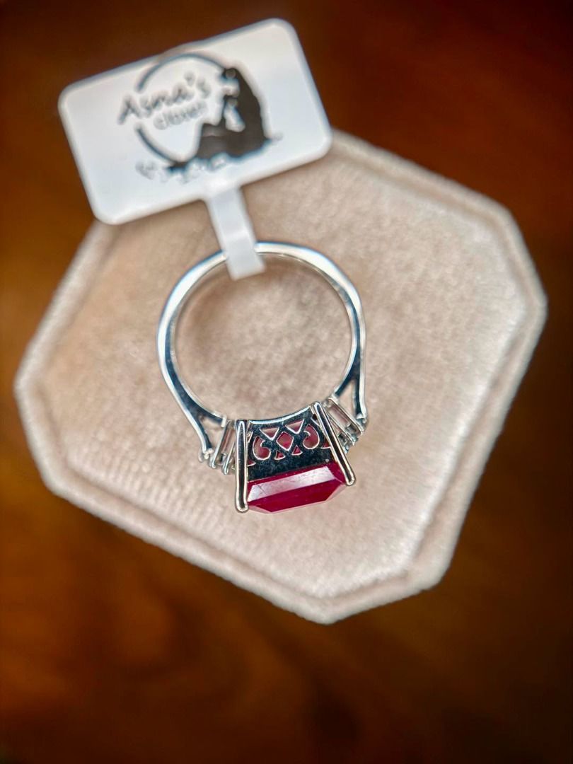 S6 Natural Mozambique Ruby & Diamond Ring (Category: Rings) located in Baguio. Submitted by asna_taku (Listing ID 1457027415, Image 3). Description: ❤️ Natural Mozambique Ruby & Diamond Ring Bold, rich red and undeniably eye-catching. ❤️✨ A statement ring featuring a natural Mozambique Ruby in a striking octagon/faceted cut, framed with sparkling natural diamonds. ❤️ Natural Mozambique Ruby — Octagon/Faceted 💎 Numerous Natural Diamonds — Round c