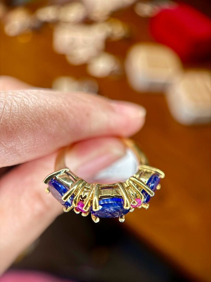 S6 NATURAL SAPPHIRE SILVER RING (Category: Rings) located in Baguio. Submitted by asna_taku (Listing ID 1457031385, Image 3). Description: 💙 NATURAL SAPPHIRE SILVER RINGS S5 — S925 Silver | ₱5,980 💙 Deep blue natural sapphire with unique geometric faceting that creates flashes of light as it catches the light. ✨ Sparkly accent detailing around the setting S6 — S925 Silver YG Plated | ₱4,480 💙 Natural sapphire accented with ruby stones half ete