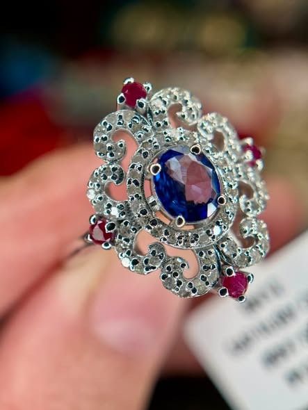 S8 Natural Madagascar Sapphire, Ruby & Diamond Ring (Category: Rings) located in Baguio. Submitted by asna_taku (Listing ID 1457051242, Image 1). Description: Natural Madagascar Sapphire, Ruby & Diamond Ring A gorgeous vintage-inspired piece for the gemstone collector. ✨ The blue natural sapphire center is beautifully framed by natural rubies and sparkling natural diamonds, creating a rich, elegant look with plenty of character. 💙 Natural Sapphi
