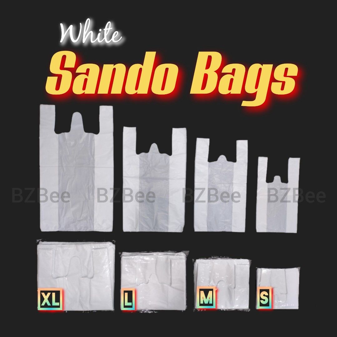 Sando Bags (White) (Category: Food Organization & Storage) located in Mandaluyong City. Submitted by bzbee.packaging (Listing ID 1457084740, Image 1). Description: Sando Bags ▪️Color: Opaque white ▪️High quality, durable plastic ▪️Odorless ▪️100pcs/pack 🔶PRICE LIST 100pcs Small = P53 Medium = P74 Large = P142 Extra Large = P192 ▪️MEASUREMENTS (inches) (Length x Width x Height including sando cut) ▪️Small = 8 x 4 x 14.5 ▪️Medium = 10 x 5 x 18 ▪️L