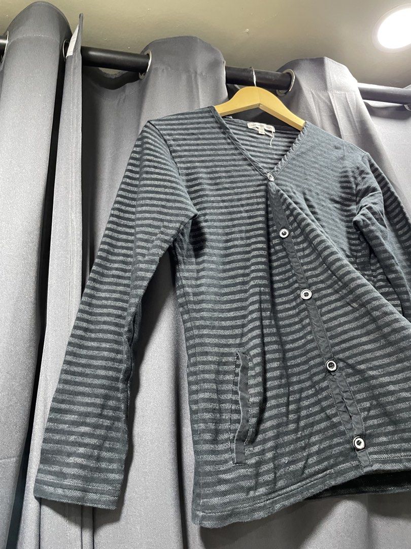 Semantic Design charcoal gray striped long-sleeve button-down (Category: Luxury Apparel) located in Davao. Submitted by lwky_thrift (Listing ID 1457133819, Image 2). Description: Semantic Design charcoal gray striped long-sleeve button-down Size: Medium Kindly Check The Attached Photos .