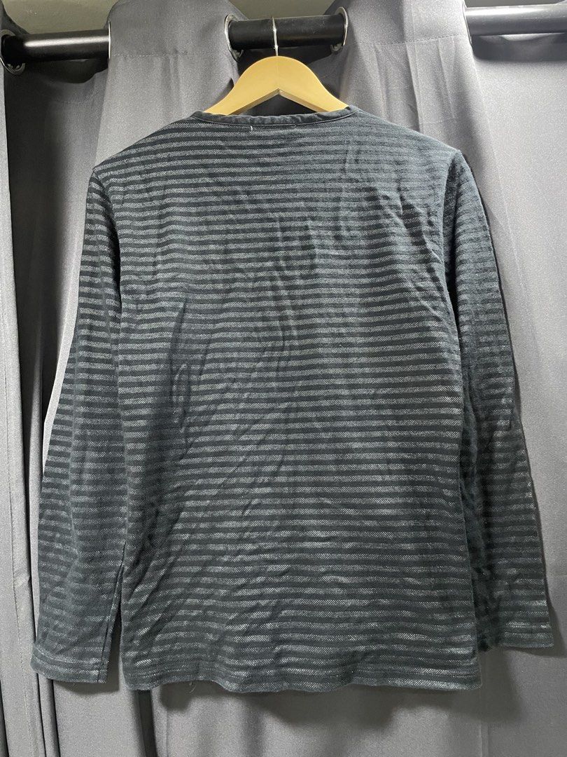 Semantic Design charcoal gray striped long-sleeve button-down (Category: Luxury Apparel) located in Davao. Submitted by lwky_thrift (Listing ID 1457133819, Image 3). Description: Semantic Design charcoal gray striped long-sleeve button-down Size: Medium Kindly Check The Attached Photos .