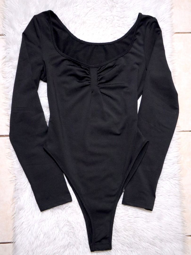 SHEIN Black Ruched Bodysuit (Category: Longsleeves) located in Marikina City. Submitted by whatever.chula (Listing ID 1457113397, Image 2). Description: Only used once for a Ballet Exam! And of course, washed and sanitized before shipping 😉 🤍 S on Tag, Fits S - M 🚫 No Issue 🎀 RFS: Decluttering .