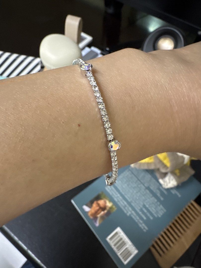Silver Bracelet with Crystals (Category: Bracelets) located in Quezon City. Submitted by vsaint (Listing ID 1438160776, Image 3). Description: - Silver bracelet with sparkling crystals - Delicate, flexible design - Bangle-style - Crystals set along the length.