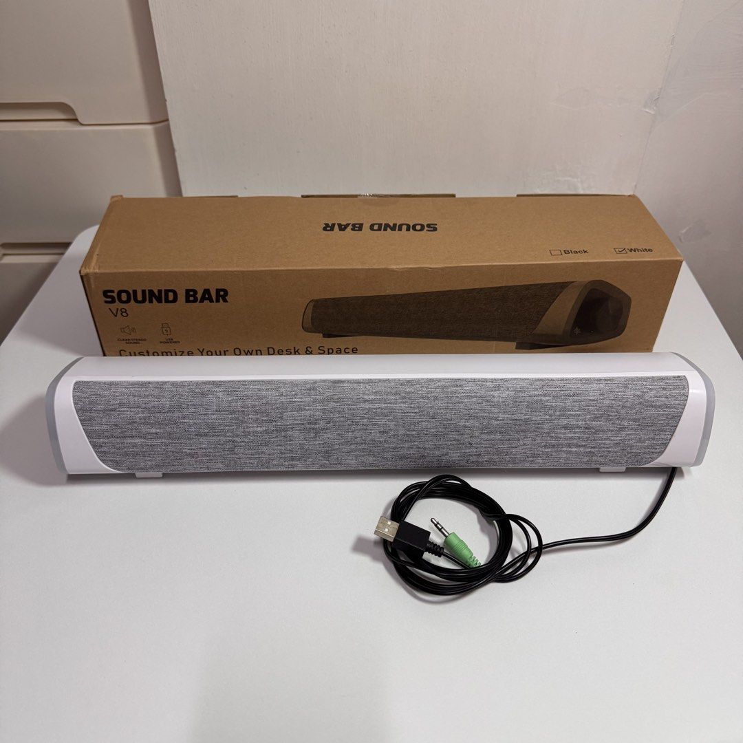 Soundbar Desktop/TV/Phone Speakers (Category: Soundbars, Speakers & Amplifiers) located in Calamba. Submitted by keemi_ (Listing ID 1457027939, Image 1). Description: Soundbar Desktop Speakers - ₱800 (slightly negotiable) - can do bluetooth with TV, phone, iPad, tablet - slightly used only.