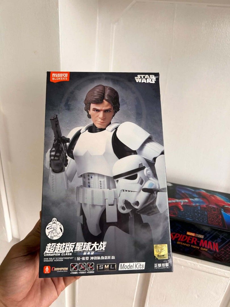 Blokees Star Wars Han Solo Stormtrooper (Category: Figurines & Statues) located in Muntinlupa City. Submitted by mcnigel84 (Listing ID 1457050583, Image 1). Description: - Star Wars Han Solo in Stormtrooper disguise model kit - Champion Class model - From the Original Trilogy - Includes accessories - Perfect for collectors and fans - Box features Han Solo in disguise.