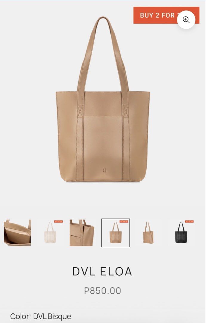 Straightforward Vegan Leather bag DVL Eloa Bisque (Category: Tote Bags) located in Dasmarinas. Submitted by mymimisells (Listing ID 1457097534, Image 3). Description: What are its features? Exterior - Zip Closure - Front Slip Pocket - Back Slip Pocket Interior - Inner Slip Pocket.