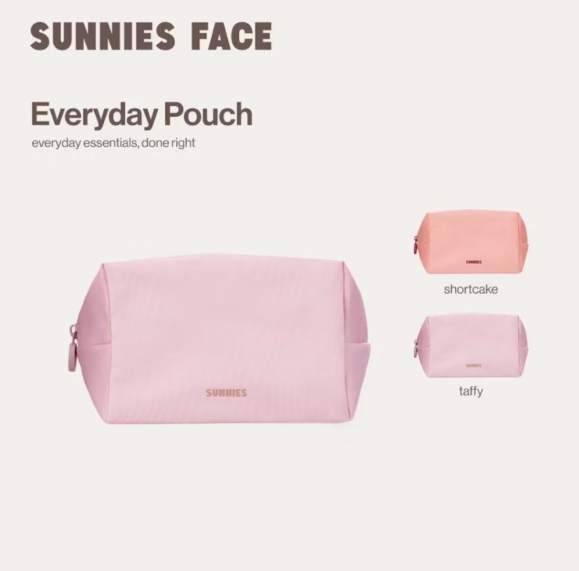 Sunnies Face Everyday Pouch (Taffy) (Category: Makeup) located in Cabanatuan. Submitted by andifinds (Listing ID 1457043194, Image 2). Description: ORIGINAL PRICE: ₱445 Everyday essentials, done right What it is A lightweight yet durable nylon pouch designed to hold your makeup, tech, stationary, travel essentials, and everything else you need throughout the day. Why we love it It fits your entire life without making your bag feel heavier, and so