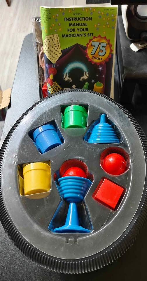 The Great Maestro Show Ultimate Magic Kit - 75 Tricks (Category: Educational & Learning Toys) located in Marikina City. Submitted by shoptrevandtim (Listing ID 1457084609, Image 3). Description: - Ultimate magic kit with 75 amazing tricks! - Perfect for aspiring magicians aged 7 and up. - Comes with illustrated instructions for easy learning. - Includes a variety of props: cups, balls, dice, and more! - Box shows some wear, but all magic props ar