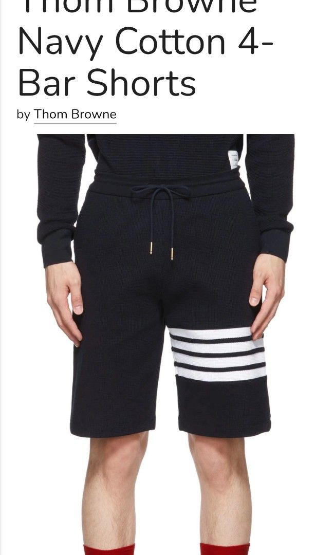 Thom Browne 4 bar Waffle Knit Cotton Short (Category: Luxury Apparel) located in Manila. Submitted by archie_doroy (Listing ID 1456976838, Image 3). Description: Thom Browne 4 bar Waffle Knit Cotton Short Dark Gray Color Size 3 on tag Best fit 32-34 waistline Length 20 inches Excellent Condition 💯 Color rate 9.8/10 Cloth rate 9.5/10 No any issues 1150 Freeship.